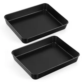 HaWare Antihaft Backblech, Edelstahl Auflaufform Tiefes Ofenblech 2er Set, Rechteckiges Kuchenform Backform für Brownies/Lasagne/Auflauf, 31,6 x 24,6 x 5 cm, Rostfrei & Schwerlast, Leicht zu Reinigen