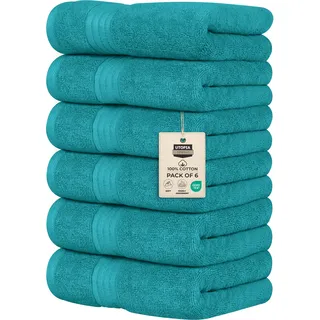 Utopia Towels - Premium Handtücher - 100% gekämmte, ringgesponnene Baumwolle, ultraweich und sehr saugfähig, Dicke Handtücher 41 x 71 CM's, hochwertige Handtücher (6er-Pack, Türkis)