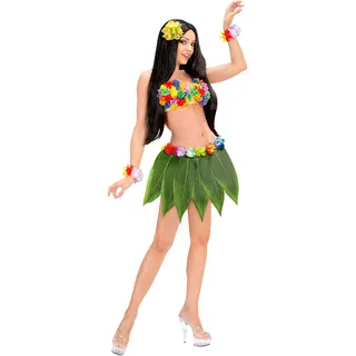 W WIDMANN MILANO Party Fashion 86867 - Bananenblatt Rock mit Blumengürtel, Hawaiirock, Hula-Girl, Beach, Strand, Karneval, Mottoparty