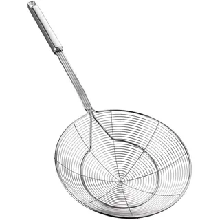 Spinnennetz-Schöpflöffel aus Edelstahl, Kochabschäumer, Schaumlöffel, Siebkelle, Küchenkelle aus Drahtnetz mit Griff für das tägliche Fritieren, Dünsten und Schöpfen. Durchmesser: 20 cm