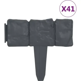 vidaXL Rasenkante Steinoptik 41 Stk. Kunststoff 10 m - Grau