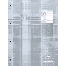 Clairefontaine 5814C Kursusblock (mit 100 Blatt, liniert mit Rand, DIN A4, 21 x 29,7 cm, ideal für die Schule) 1 Stück weiß