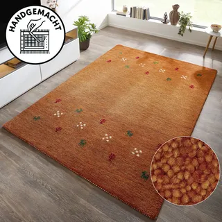 Wollteppich THEKO "Gabbeh Motiv, Handgefertigt, Teppich, Tiermotiv, reine Wolle" Gr. 6, orange (terra), B:200cm H:14mm L:290cm, Wolle, Teppiche, Wollteppich, reine Wolle, Wohnzimmer, Schlafzimmer, Esszimmer