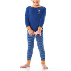 Bild Jungen Schlafanzug Set Pyjama lang-100% Organic Bio Baumwolle-Größe 92 Pyjamaset, blau_180005, 140