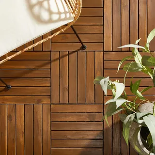 Ambia Garden Terrassenfliese , Schwarz, Dunkelbraun , Holz, Kunststoff , Akazie , massiv , 30x2.4x30 cm , Fsc , Teppiche und Böden, Terrassenböden & Balkonböden, Terrassenfliesen