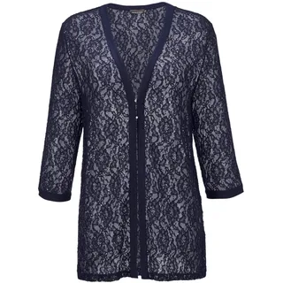 Jackenblazer GOLDNER "Figurumspielendes Spitzenjäckchen mit Pailletten", Damen, Gr. 40, grün (mitternachtsblau), Obermaterial: 70% Polyester PES. 30% Viskose CV., festlich, normales Bündchen, Blazer Jackenblazer, Paillettenbesetzte Spitze