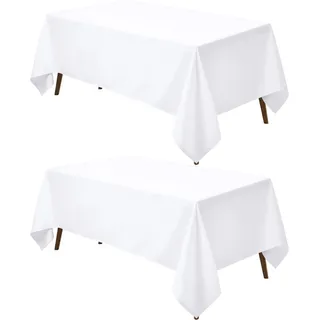 Utopia Kitchen Polyester Tischdecke 140 x 240 cm (2er-Pack, Weiß) Maschinenwaschbare Tischdecke Ideal für Partys, Veranstaltungen, Hochzeiten und Restaurants (55 x 95 Zoll)