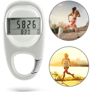 Einfacher 3D -digitaler Schrittzähler tragbarer Wanderschalter mit Carabiner Clip für Männer Frauen Haustiere