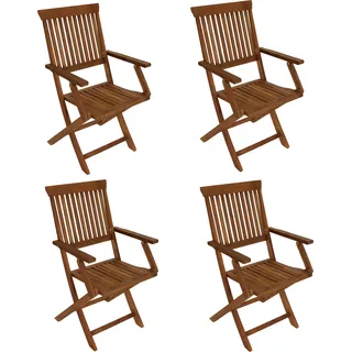 DEGAMO Gartenstuhl Klappstuhl mit Armlehnen TOBAGO, Holz Akazie geölt, 4 Stück - Braun
