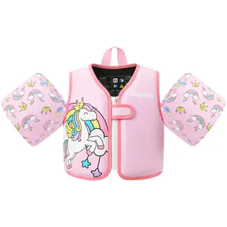 Gogokids Kinder Schwimmweste mit Schwimmärmeln, Kleinkinder Schwimmjacke mit Zwei Armbändern Kinder Schwimmhilfe Auftrieb für 2-6 Jahre/15-30KG Perfekt für Pool, Schwimmunterricht und Wasserpark