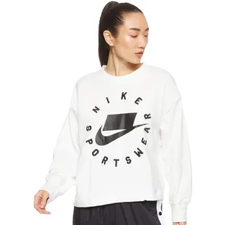 Nike Damen W NSW Crew FLC FT BF Long Sleeved T-Shirt, Summit White/Black, M