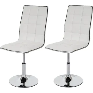 2er-Set Esszimmerstuhl HWC-C41, Stuhl Küchenstuhl, höhenverstellbar drehbar, Kunstleder - weiß - Weiß
