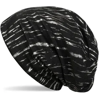 Stylebreaker Beanie mit Metallic Streifen Print schwarz