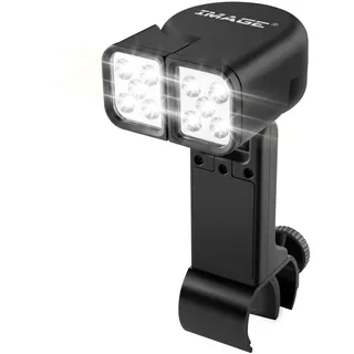IMAGE Grilllampe Grill Licht 10 LEDs verstellbare BBQ Grillbeleuchtung mit Touch Schalter und C-Klemme Befestigung für Barbecue Picknick Outdoor, Geschenke für Männer Papa Ehemann Vatertag