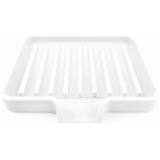 HAPPITASA Silikon-Seifenschale und Schwammhalter mit Abflussbehälter, Weiß, 13 x 10 cm, 2 Stück