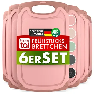 Blumtal Frühstücksbrettchen Kunststoff 25x15 cm im 6er Set - Brettchen spülmaschinenfest - Frühstücksbretter Kunststoff BPA-frei - Schneidebrett spülmaschinenfest - Frühstücksbrett Rose