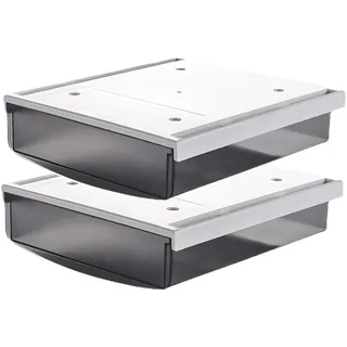TUKA 2X 1,7L Unterschreibtisch-Schubladen 21x18x5,4cm, Selbstklebende Schubladen, Versteckte Unterbauschublade Aufbewahrungsbox unter Schreibtisch, Utensilien Stiftebox Matte Schwarz 2er Set TKD8608