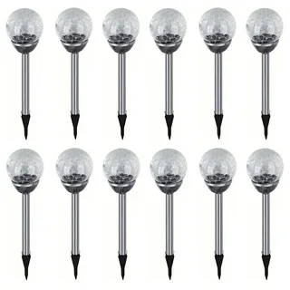 12 Stück Gartenleuchte Solar Kugel LED Solarlampe Garten Solarleuchte Weiß