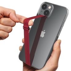 Sinjimoru Silikon Handy Halterung für Finger mit Clip, Handy Fingerhalter für Handyhülle iPhone Fingerhalter Phone Strap Fingerhalterung für iPhone & Android. Sinji Loop Clip 210 Wein Rot