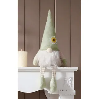 Kantenhocker Wichtel "Blumenmütze" Dekofigur 35 cm hoch, Frühlingswichtel, Dekowichtel - Bunt