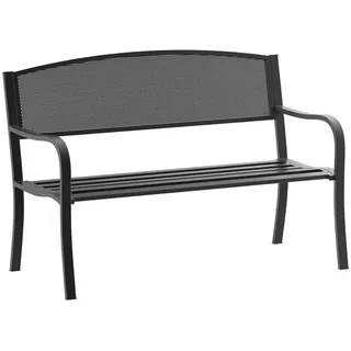 Outsunny Gartenbank, 2-Sitzer, B127 x T60 x H87cm, Stahl, Schwarz , Metall , 60x87x127 cm , Gartenmöbel, Gartenbänke