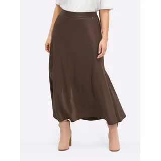 Faltenrock SHEEGO, Damen, Gr. 46, schoko, 74% Viskose, 26% Polyester, unifarben, lang, Röcke Faltenrock