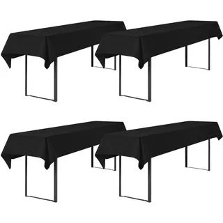 Showgeous 4 Stück Biertisch Tischdecke universal für 50cm u.70cm Biertische Hussen für Biertisch Biertischhussen Biertisch-Husse Bierzeltgarnitur Rechteckige Tischdecken Waschbar 100x250cm(Schwarz)