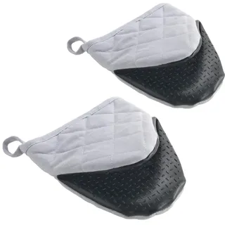 Metaltex 1 Paar Ofenhandschuhe, Anti-Rutsch Backofenhandschuhe Baumwolle 14 cm, Grau