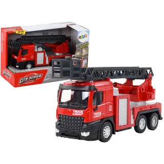 Leantoys Rotes Feuerwehrauto mit ausfahrbarem Leiterausleger - Rot