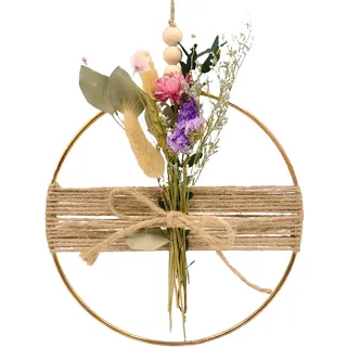 KSJEHW Trockenblumenkranz Classic - edle & schöne Trockenblumen zeitlos kombiniert als Trockenblumen-Kranz, mit Metallring (groß (25cm))