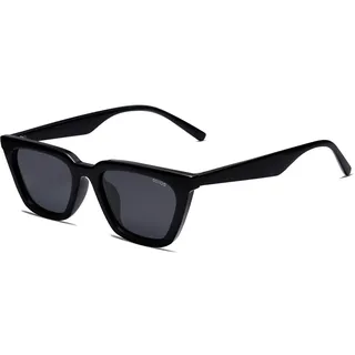 SOJOS Cateye Sonnenbrille Damen Polarisiert Vintage Retro Eckig Coole Frauen Schmale UV400 Schutz Klassische Outdoor Moderne Sonnenbrillen SJ2169 mit Schwarzer Rahmen/Graue Linse