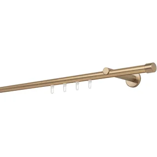 ONDECO Gardinenstange »Kappe function Ø 20mm Cap 1-lauf Wandträger 12cm mit Gleiter Farbe: Messing-Matt, Größe: 330cm