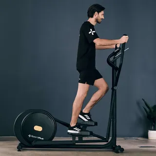 Sportplus Design Crosstrainer für zuhause, Elipsentrainer mit Magnetbremse & integrierte Herzfrequenz-Messung & Watt-Anzeige, 16 Widerstandsstufen, 21 Trainingsprogramme, bis 120kg