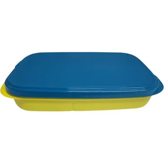 Tupperware to Go Lunchbox Clevere Pause 590ml mit Trennwand Eco+ Schule Brotdose mit Abteilung türkis gelb 590ml XL
