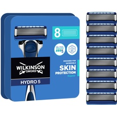 WILKINSON SWORD - Hydro 5 Rasierklingen für Männer | Feuchtigkeitsspendendes Gel und umklappbarer Trimmer | Packung mit 8 Rasierklingen