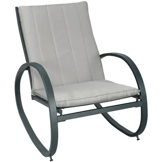 Svita Schaukelstuhl Eiby Deluxe mit Polsterauflage , Hellgrau , Metall , 65x87x88 cm , Gartenmöbel, Gartensessel, Gartenstühle