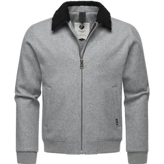 Outdoorjacke RAGWEAR "Outdoorjacke Sivval Felt", Herren, Gr. S, grau (light grau), Obermaterial: 100% Polyester PES.  Obermaterial: Futter: 100% Polyester PES. 100% Polyester PES., lässig geschnitten hüftbedeckend, hoch geschlossener Ausschnitt, Ärmel ohne Ärmelschlitz Rippbündchen, Jacken Outdoorjacke, lässige Herren Jacke in Woll-Optik mit Teddyplüsch-Kragen