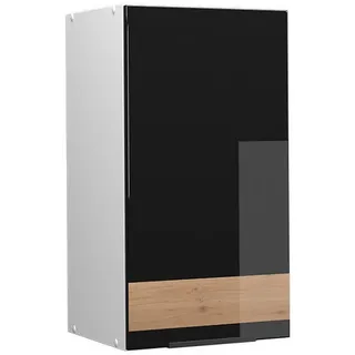 Vicco Badschrank Fame-Line, 40 x 72 cm, Schwarz-Eiche Hochglanz/Weiß
