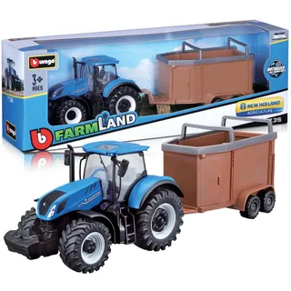 Bburago - Motorisierte Traktoren mit Anhänger - 10 cm Realistisches Traktor-Modell (zufällige Auswahl aus den verfügbaren Modellen), Farmland Collection, Offizielle Lizenz, Empfohlenes Alter 3+ Jahre