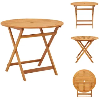 vidaXL Klappbarer Gartentisch Ø90x75 cm Massivholz Eukalyptus -  Gartentische - Braun