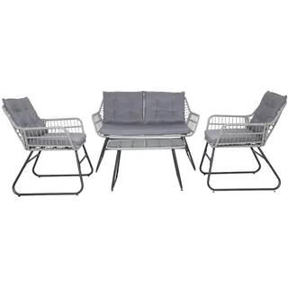 Svita CAPRI Balkonmöbel-Set Polyrattan Sitzgruppe Outdoor 4-tlg. Gartenlounge Hellgrau - Hellgrau