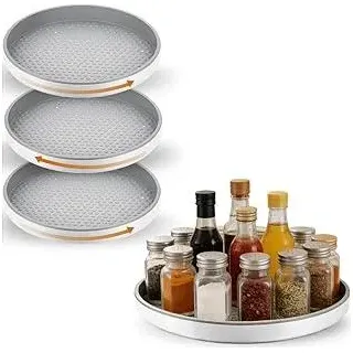 4er-Pack Drehteller Organizer Kühlschrank, 10 Lazy Susan Drehplatte für Küche & Schrank, 360° drehbarer Gewürzregal & Fridge Organizer, langlebiges Rondell für maximale Stauraumnutzung