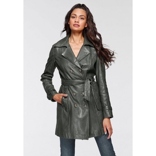 Mauritius Ledermantel »Taresa«, (2 tlg., mit Bindegürtel), Leder-Trenchcoat mit Bindegürtel Mauritius green