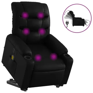 vidaXL Massagesessel mit Aufstehhilfe Elektrisch Schwarz Kunstleder - Schwarz