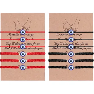 Adramata 12 Pcs Nazar Armbander für Damen Herren Freundschaftsarmband Verstellbares Geflochten Armband Set Blaue Augen Armbänder Türkisches Auge Armband Evil Eye Armbander Nazar Boncuk Schmuck