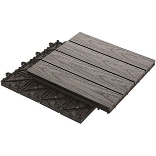 Ambia Garden Terrassenfliese , Silberfarben, Dunkelgrau , Kunststoff, Holzwerkstoff , 30x2.4x30 cm , rutschfest, UV-beständig , Teppiche Und Böden, Terrassen- & Balkonböden, Terrassenbelag