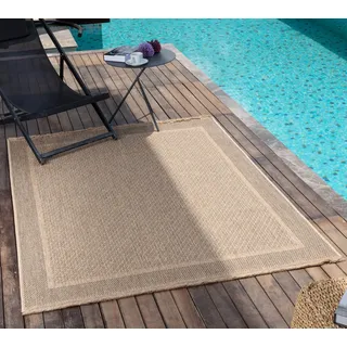 Livabliss Sydney Outdoor wetterfest - In und Outdoor für Balkon 160x213 cm, Terrasse, Garten, Küche Boho Style für draußen - Dunkelbeige