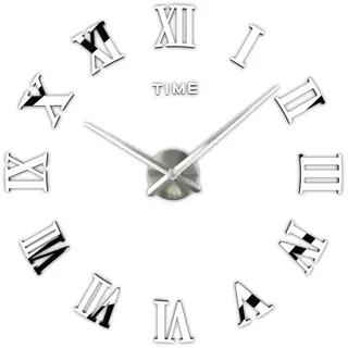 Timelike DIY Wanduhr, DIY Wanduhren Mit 3D Visuelle Aufkleber Modern Design Acryl Wanduhren Geeignet für Home Dekoartikel,Restaurant, Büro und Hotel (90-100CM,Silber)