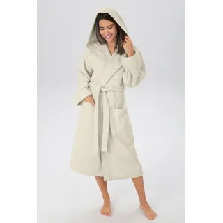 Unisex-Bademantel OTTO HOME "Sanremo, ideal für Sauna & Spa, Hotelbademantel, Morgenmantel" Gr. M, beige (natur), L:120cm, Baumwolle, Hausmäntel, Unisex-Bademantel, mit Taschen, Damen & Herren Bademäntel, S-3XL