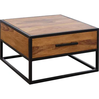 FineBuy Couchtisch FB51417 Wohnzimmertisch Holz Massiv Sofatisch Tisch Schublade Braun